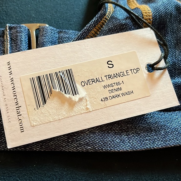 NEW WeWoreWhat Overall Triangle Top Dark Denim Size Small - Picture 6 of 7